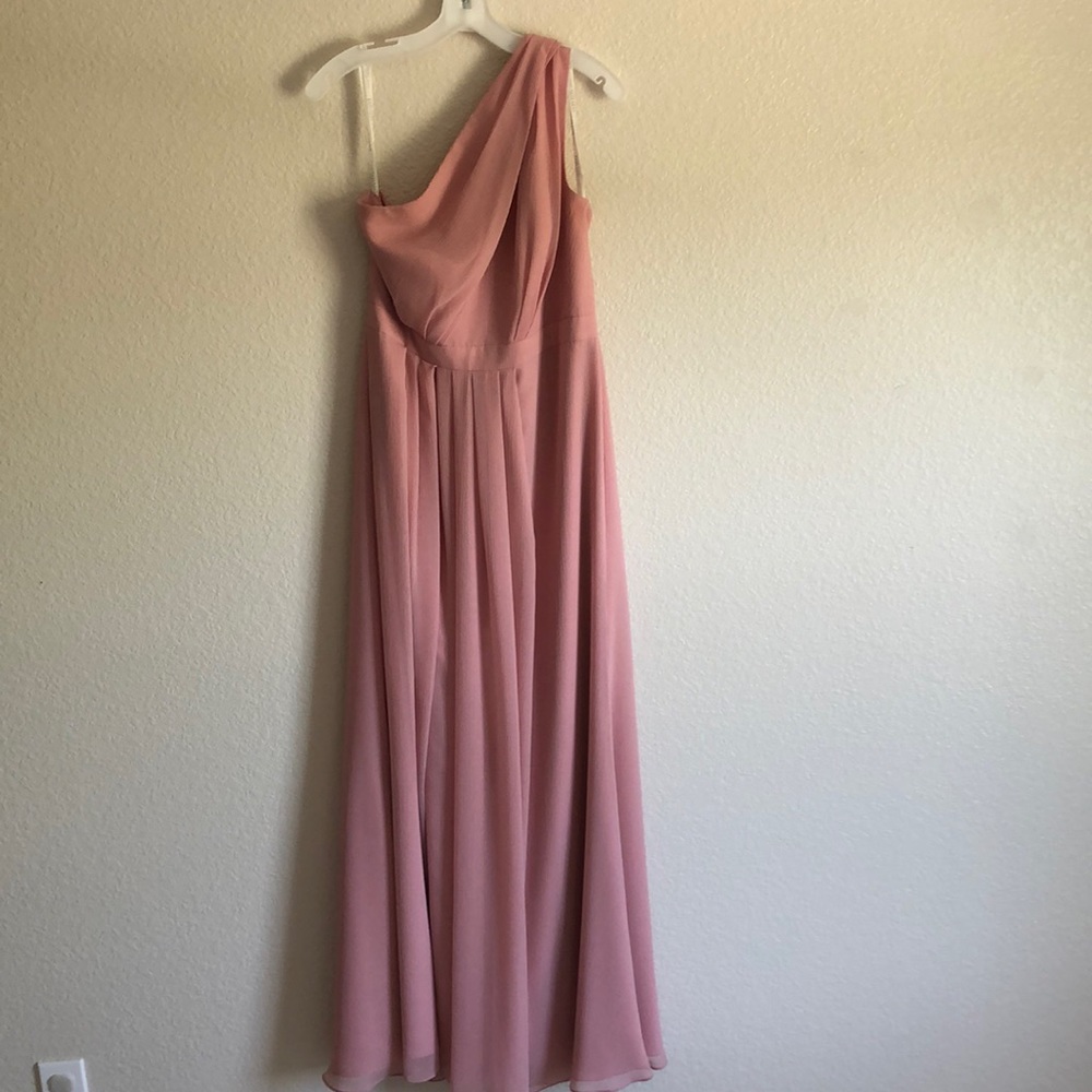 One Shoulder Pink (Ballet) David’s Bridal Bridesmaid Dress - Size 12